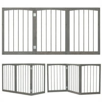 63" x 30" Gray Wooden Pet Fence