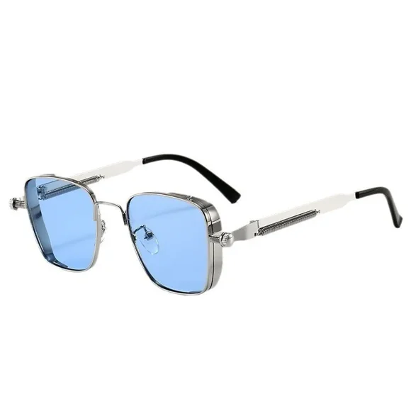 Typpkmm New Sunglasses Men Driving Sunglasses Retro Spring Leg Driving Outdoor Sports Metal Rectangular Decorative Glasses Women Uv400