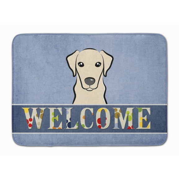 Carolines Treasures BB1408RUG Yellow Labrador Welcome Machine Washable Memory Foam Mat Blue 19 X 27" multicolor