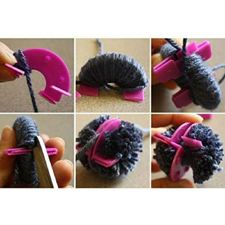Pom Pom Maker,30pcs Pom Pom Makers kit Includes 8 PCS Pom Pom Maker+2pcs  Scissors+10pcs Plastic Needles+10pcs kntting Stitch Markers for DIY Wool  Yarn