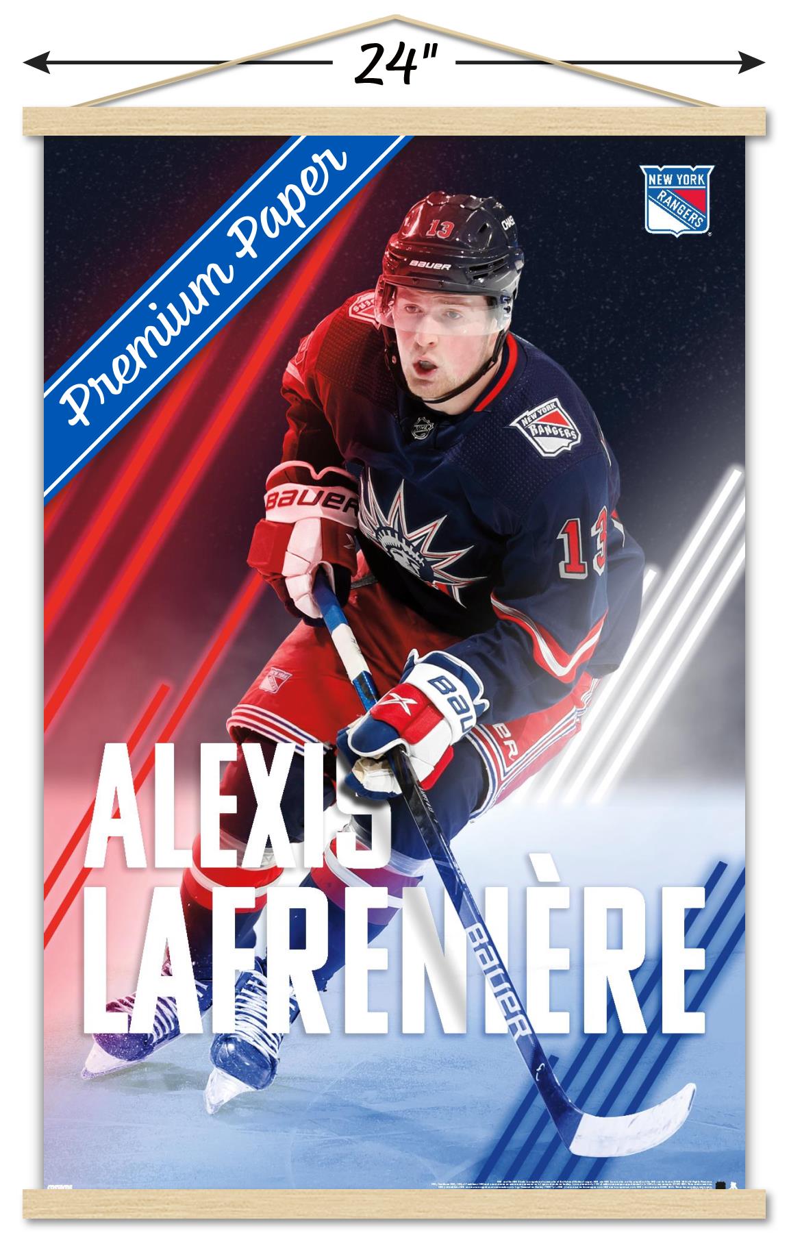 NHL New York Rangers - Alexis Lafrenière 20 Wall Poster with Wooden Magnetic Frame, 22.375" x 34"