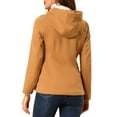 thumbnail image 3 of Unique Bargains Women's Winter Outwear Hooded Zip Up Button Toggle Pea Coat XS Brown, 3 of 7