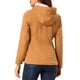 thumbnail image 3 of Abrigo Duffle con Cierre Frontal para Mujer Inspire Chic, Corto, con Capucha, Color Marrón, 3 of 7
