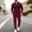 Set-A191Wine, variant on Gamivast Golf Style Mens Tracksuit Long Sleeve Waffle-Knit Shirt and Drawstring Pants Soft Color Block Set for Casual Athletic Daily Sports