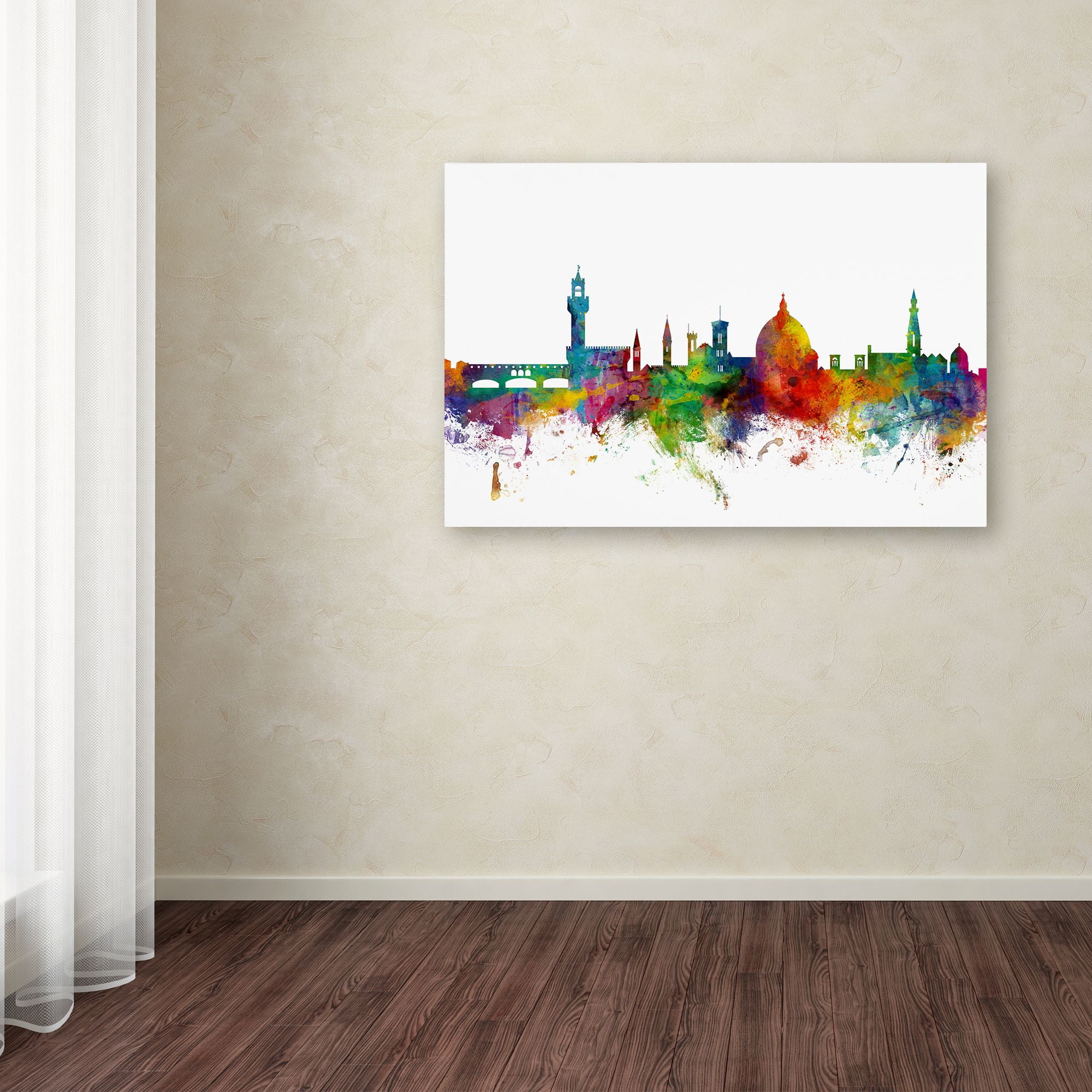 Trademark Fine Art "Florence Italy Skyline White" Canvas Art by Michael Tompsett