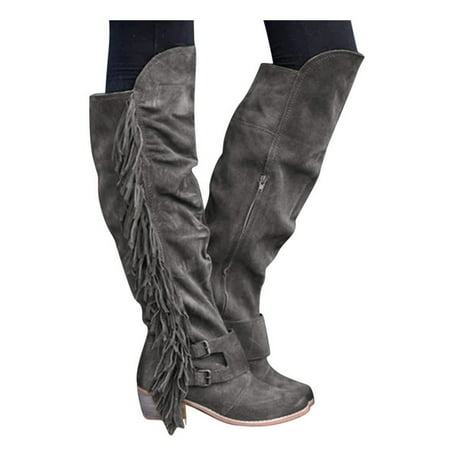 

Casual Shoes The for Thigh High Boots for Women Boots Fringe Retro Thigh High Boots for Women with Heel Knee Over Long Heels Knee High Boots Women Boots Women s Boots