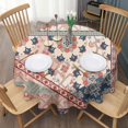 thumbnail image 3 of Round Waterproof Tablecloth 60×60 Inch, Boho Style Reusable Indoor/Outdoor Durable Table Cover for Party Kitchen Dinner Room Decor, 3 of 6