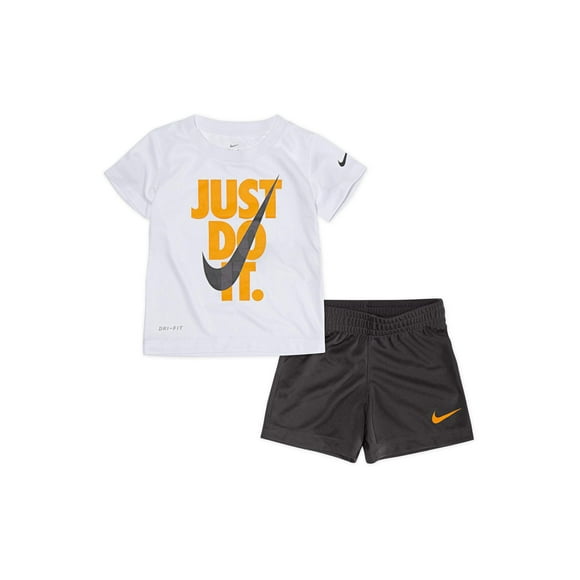 Nike Boy`s Dri-Fit T-Shirt & Shorts 2 Piece Set (Dark Grey(66F026-G1A)/Black, 4T)