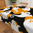 thumbnail image 5 of Duangreer Halloween Rectangle Tablecloth, Orange Scary Ghost Print, Washable Table Cover for Party Picnic Indoor Outdoor Decor, 60 x 84 Inch, 5 of 6