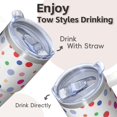 thumbnail image 4 of 20oz Leak Proof Stainless Steel Travel Mug With Handle Geometric Pattern Insulated Double Wall Cup and Straw Lid, 4 of 5