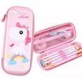 thumbnail image 1 of Estuche para lápices bonito para niños y niñas, estuche para lápices con dibujos en 3D, estuche de papelería, gran capacidad, múltiples compartimentos (unicornio rosa), 1 of 4