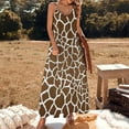 thumbnail image 3 of Giraffe Print Sleeveless Dress Women's Evening Dress Womans Clothing, 3 of 9