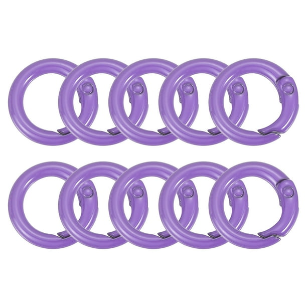 Clip en O, 10 Pcs 20mm - Anillos en O de resorte coloridos de aleación de zinc, ganchos de cierre de clip redondo para bolso, cartera, llaveros, accesorio de bricolaje (Púrpura claro)