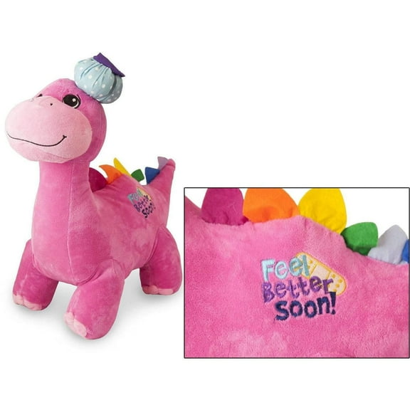 "Delia" the 18in Feel Better Soon Pink Plush Dinosau