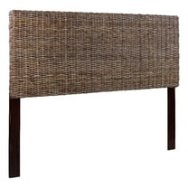 Bowery Hill Coastal Rattan/Wood King Headboard in Gray Finish