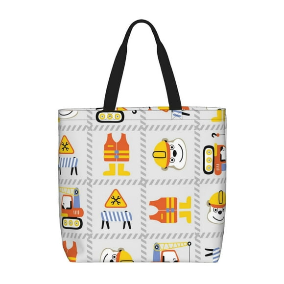 Fotbe Construction Equipments Worker Bolsa Tote con Estampado para Mujer, Bolsos con Cremallera, Bolsa de Hombro Casual de Gran Capacidad con Bolsillos Internos