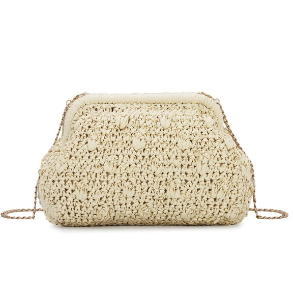 Clutch Purse for Women Summer Beach Bags Woven Evening Bags 2025 Wicker Shoulder Handbag for Vacation