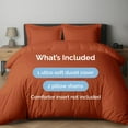 thumbnail image 3 of CGK Linens 3-Piece Premium Duvet Cover Set - Queen Size Soft Comforter Cover With Zipper & Matching Pillowcases, Terracotta, 3 of 7