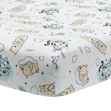 Lambs & Ivy Disney Baby Winnie the Pooh Hugs White Fitted Crib Sheet