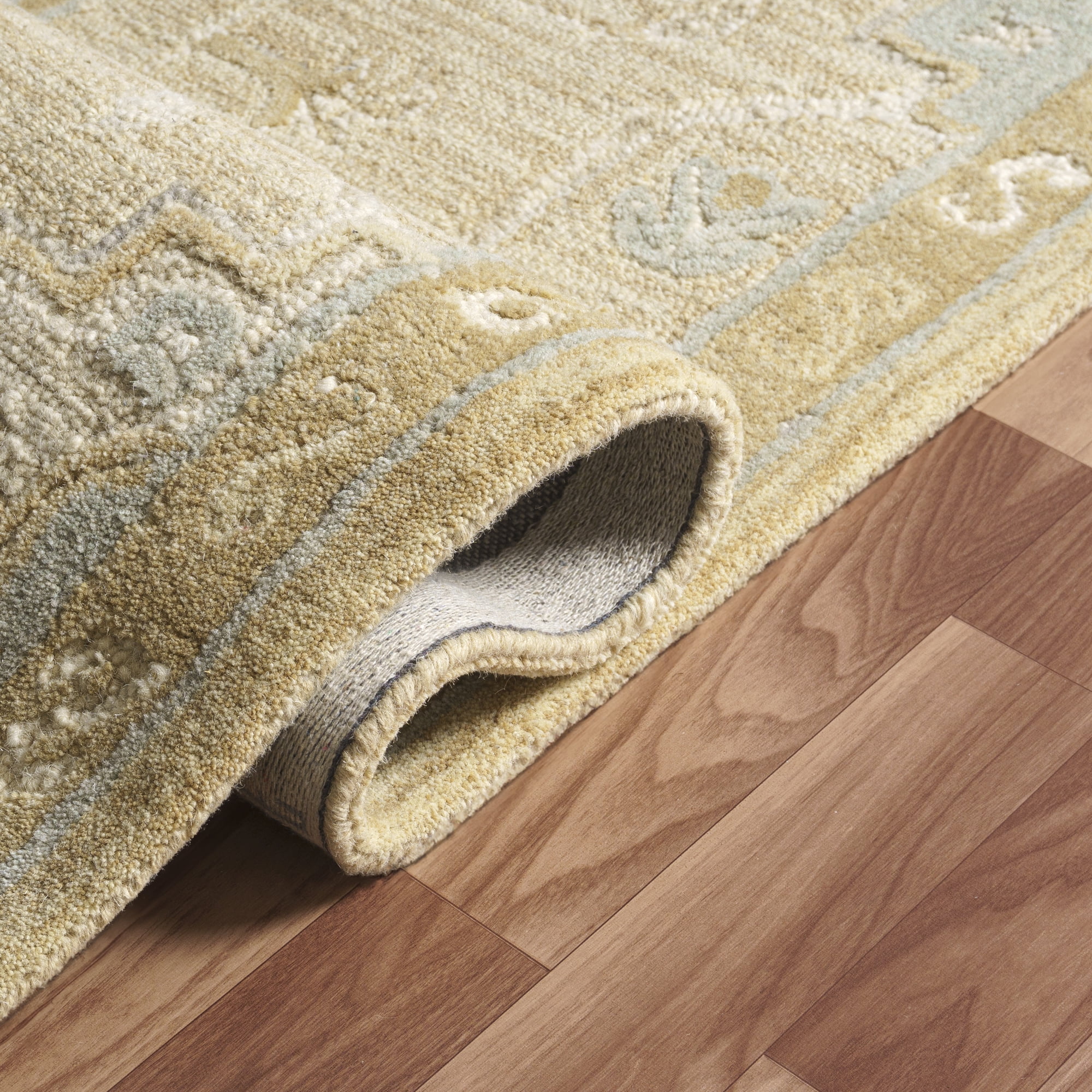 Ox Bay Elaine Medallion Classic Hand-Tufted Wool Indoor Runner Rug, Beige/Pastel blue, 2'6" x 8'