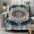 thumbnail image 2 of Boho Flower Blue Grey Blanket Soft Cozy Warm Throw Blanket for Couch, Plush Fuzzy Flannel Fleece Blankets for Sofa, Vintage National Floral Textured Bed Blankets Lightweight Gifts for Women, 30"x40", 2 of 9