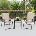 thumbnail image 3 of Costway 4 pcs Patio Folding Sling Dining Chairs Armrests Steel Frame Outdoor Beige, 3 of 8