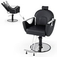 thumbnail image 1 of Gymax Chaise de Barbier Inclinable Chaise de Salon pour Coiffeur avec Appuie-Tête à Hauteur Réglable Noir, 1 of 9