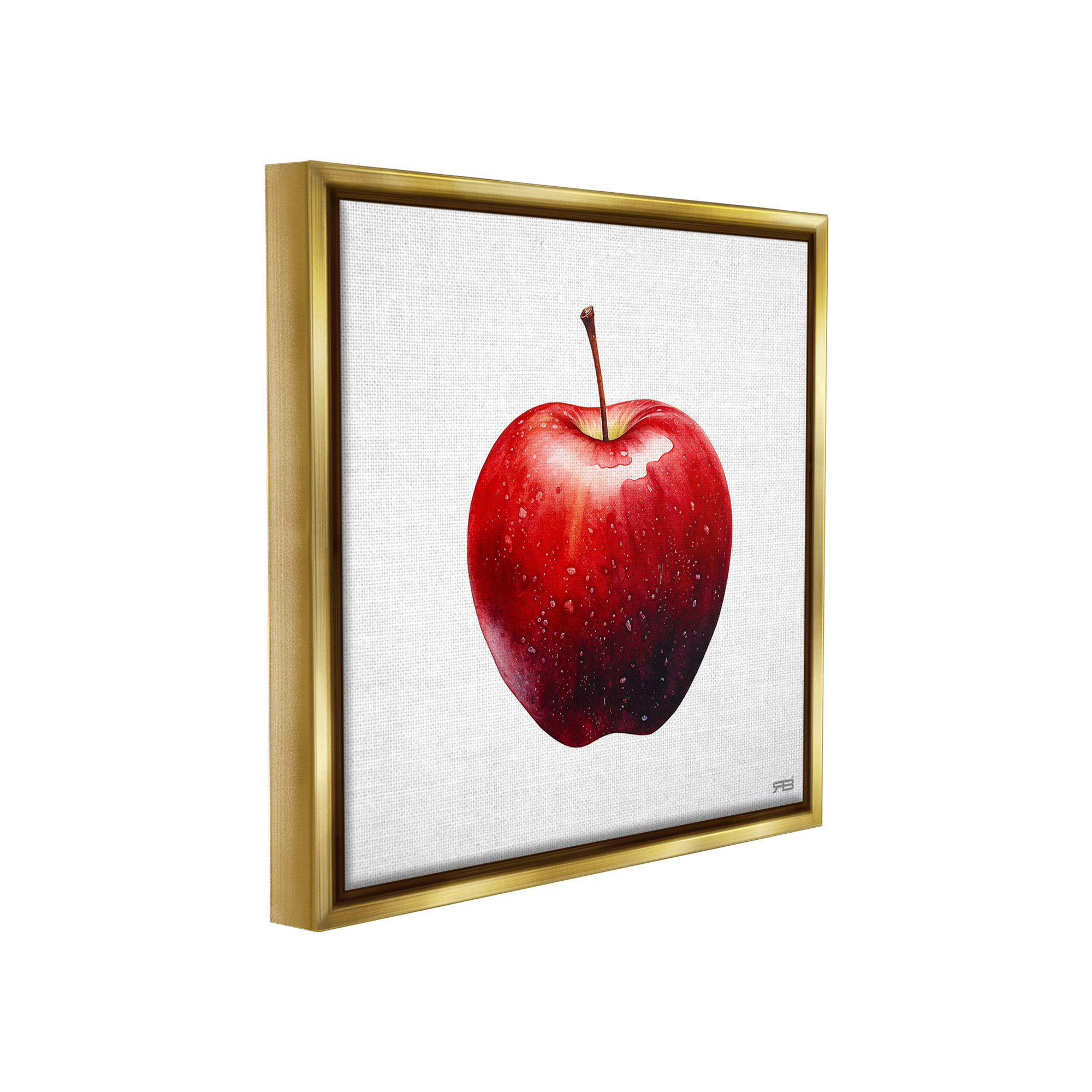 Stupell Industries Bold Red Apple Food & Beverage Painting Gold Floater Framed Canvas Art Print Wall Art, 25 x 25