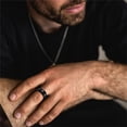 thumbnail image 2 of PAURO Matte Rings for Men Black Silver Simple Stainless Steel Statement Personalized Cool Wide 8MM Jewelry Black Size 13, 2 of 6