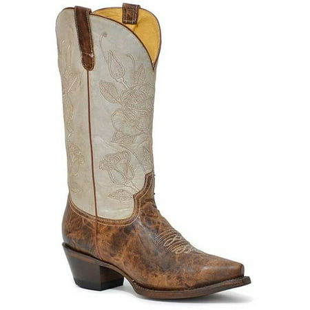 

Women s Roper Roses Leather Boots Handcrafted with Flextra Calf Tan