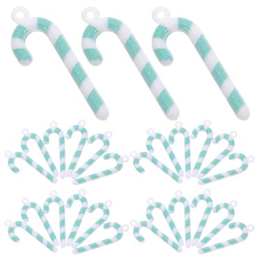 OUNONA 50Pcs Small Resin Candy Cane Decorations for Festive DIY Party Crafts Light Green