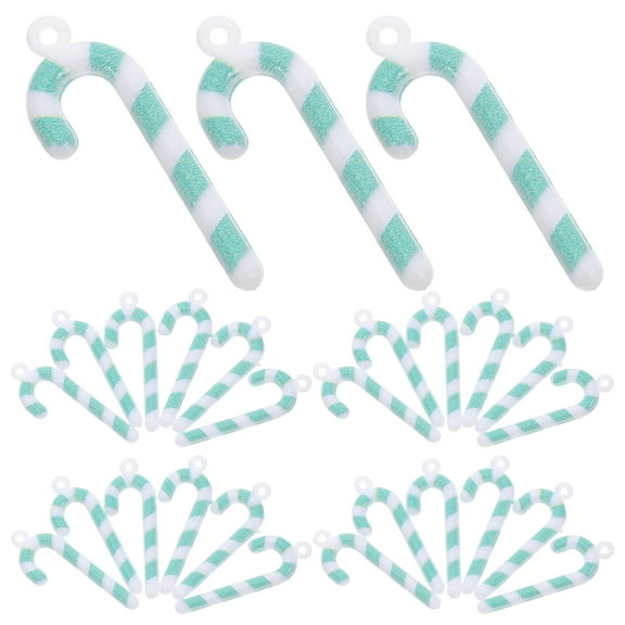OUNONA 50Pcs Small Resin Candy Cane Decorations for Festive DIY Party Crafts Light Green