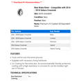 thumbnail image 2 of Rear Brake Rotor - Compatible with 2016 - 2018 Subaru Crosstrek 2017, 2 of 2
