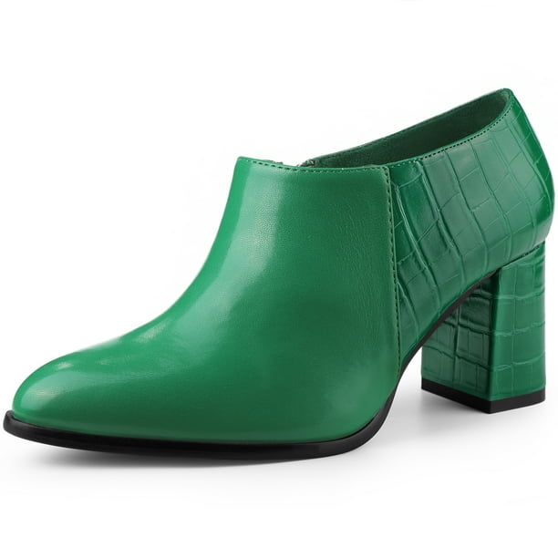 Botines Oxford Allegra K Verde 38 Tacón Grueso Punta en Punta