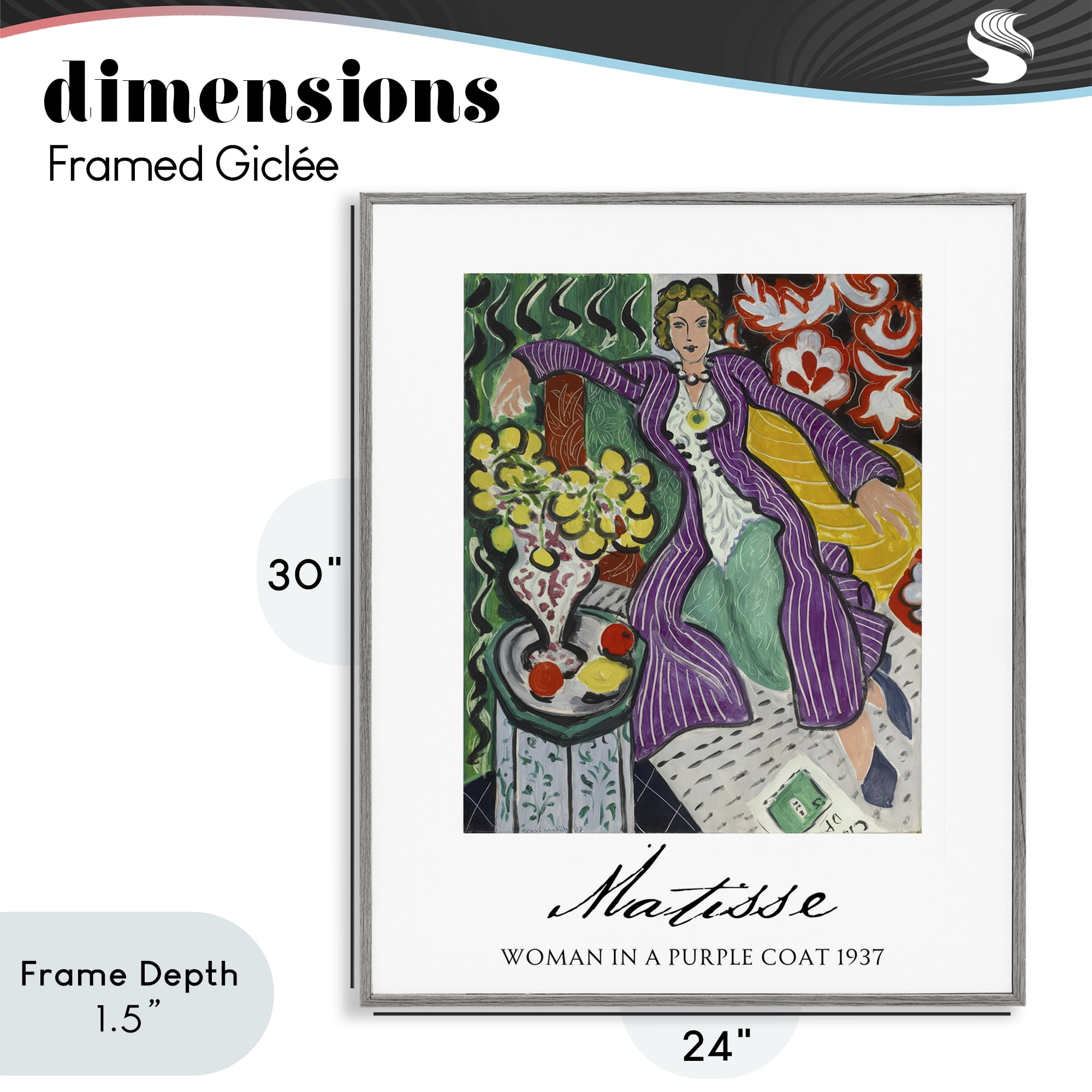 Stupell Industries Matisse Woman In Purple Coat Gray Framed Giclee Art, design by Vintage Hustle