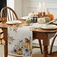 thumbnail image 3 of Fall Table Runner Orange Pumpkin Thanksgiving Decorations White Pumpkin Orange Leaves Autumn Table Runners Fall Decor for Dinner Kitchen Thankgiving Holiday Party 13x120 inch, 3 of 8