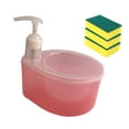 thumbnail image 2 of Dispensador de jabón líquido 2 en 1 con bomba, herramienta de mano portátil con soporte para esponja, botella con bomba de jabón líquido para Bar, Rosa, 2 of 9