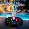 thumbnail image 2 of Solar Floating Bird Bath Fountain with LED Light, Equipped with 11 Replaceable Nozzles, Auto Working Water Pump, Weatherproof Decor for Outdoor Pond Garden, L:7.2in, 2 of 5