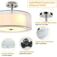 thumbnail image 4 of Depuley 3 Light LED Ceiling Pendant Light Drum Shape Pendant Light 2 Layer Farbic Flush Mount Ceiling Light for Living Room Bedroom Kitchen Dining Hallway Entry Foyer, E26 Socket, 4 of 9