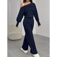 thumbnail image 5 of Women Off Shoulder Long Sleeve Wide Leg Jumpsuit Casual Daily Going Out Outfit, 5 of 6