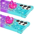 thumbnail image 6 of for Samsung Galaxy S25 Ultra (Not S25) Quicksand Case with Ring Kickstand, Girls Women Bling Cute Glitter Flowing Liquid Floating Sparkle Cover for Samsung Galaxy S25 Ultra. JB-Green Purple, 6 of 14