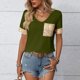 thumbnail image 1 of TaTaai Women's V Neck Short Sleeve Pullover, Sequin Panel Athletic Top, Casual Solid Color Blouse for Sporty Evening Wear Gift, 1 of 8