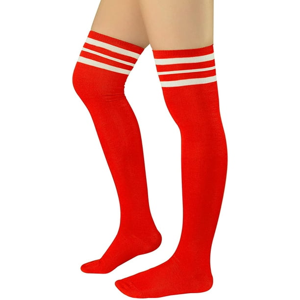 White/Red Tube Knee Socks