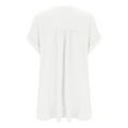 thumbnail image 4 of JBXKXYW Dresses for Women 2024 Women's Short Sleeved Solid Color Casual Loose V Neck Pleated Edge Doll Dress Womens Dresses (White,XXL), 4 of 5