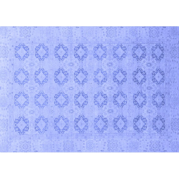 Ahgly Company Machine Washable Indoor Rectangle Oriental Blue Traditional Area Rugs, 8' x 10'