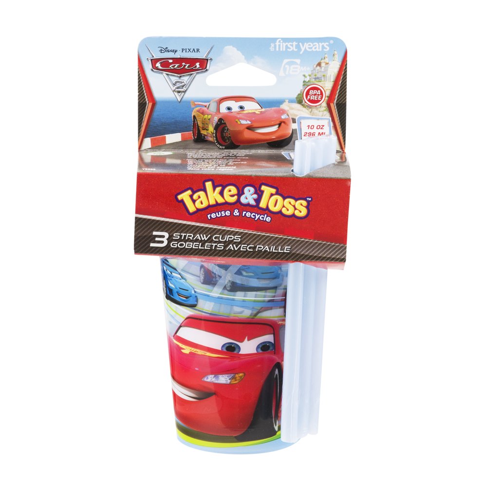 The First Years Take & Toss Disney Pixar Cars Straw Cups 18M+ 3 CT
