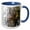 Blue/White, variant on 3drose, Image of Gold and Violet Rock Granite, 11oz Two-tone Red Mug