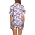 thumbnail image 4 of Hpapadks Halloween Pajamas Women Silk Button Down 2 Piece Silk Sleepwear Shorts Ruffle Notch Collar Womens Pjs Sets Purple, 4 of 6
