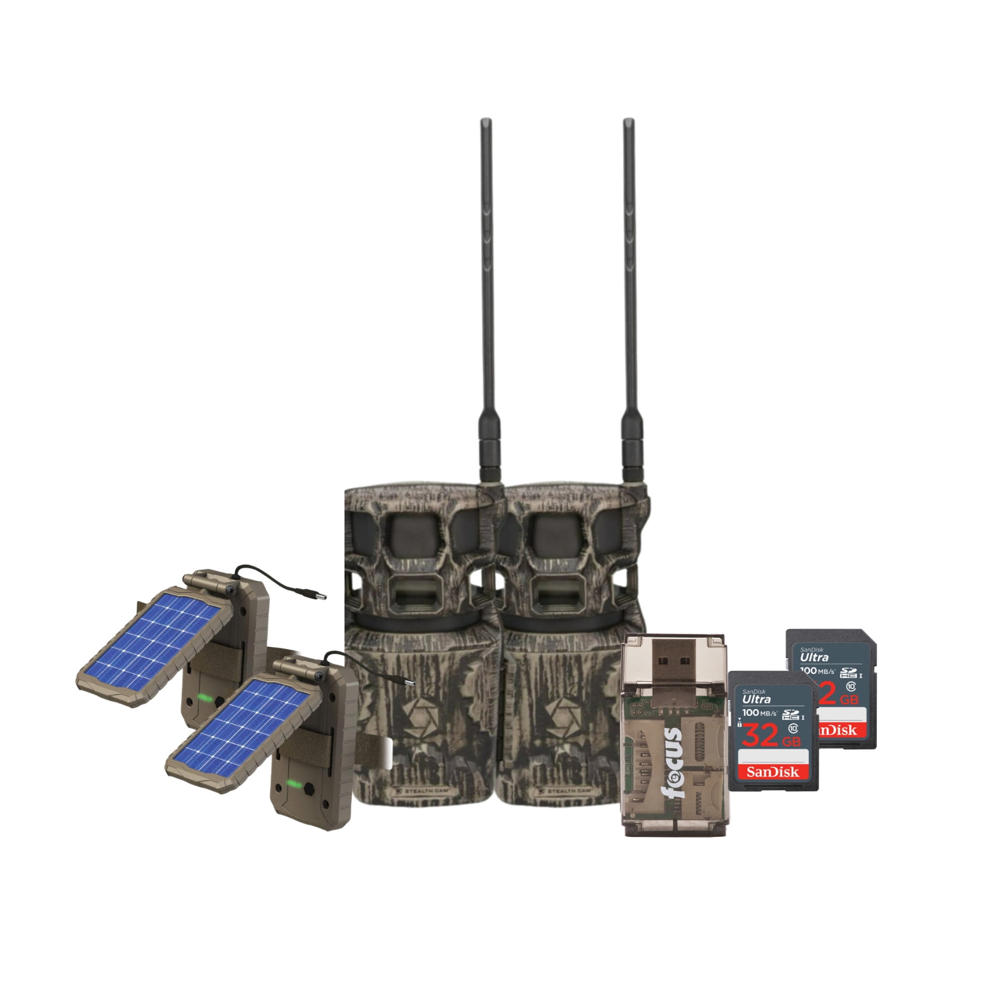 Stealth Cam Revolver Pro 2.0 360-Degree 40MP Cellular Camera 1440p Video Resolution (Brown) Bundle with Solar Power Panel Memory Card and SD Reader (7 Items)