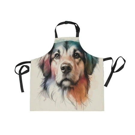

JSTEL Dog Watercolor Gold Retriever Apron with 2 Pockets for Women Men Adjustable Garden Bib